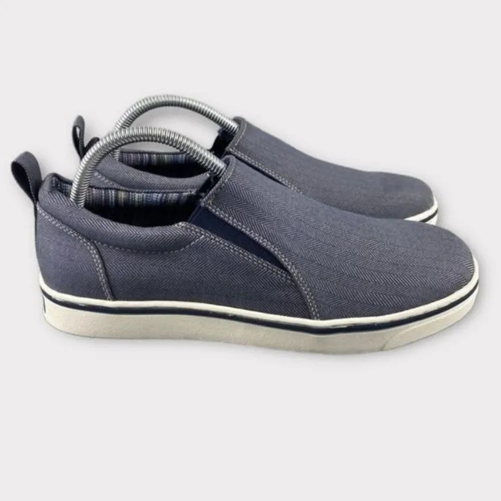 VIONIC SNEAKER CONNER Casual Slip-on Mens 7 Shoe Gray Blue Elastic Pull Tab Logo